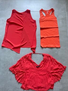 3 ORANGE TOPS! Different shades of orange! Zara and Express!